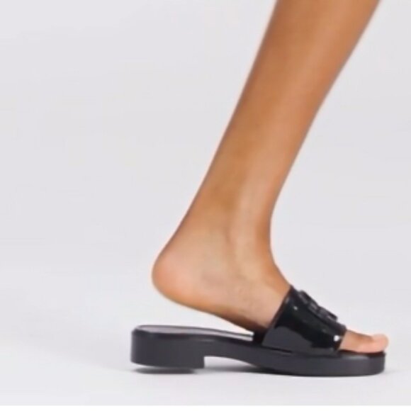 NEW TORY BURCH Eleanor Slides perfect black glossy finish for women 252 - Picture 11 of 13